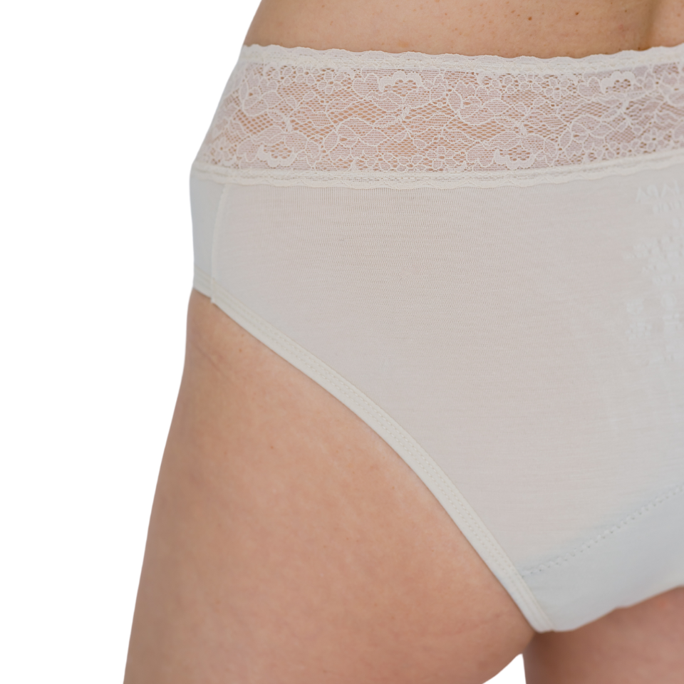 Lace Bikini Brief - Moderate Absorbency - Beige