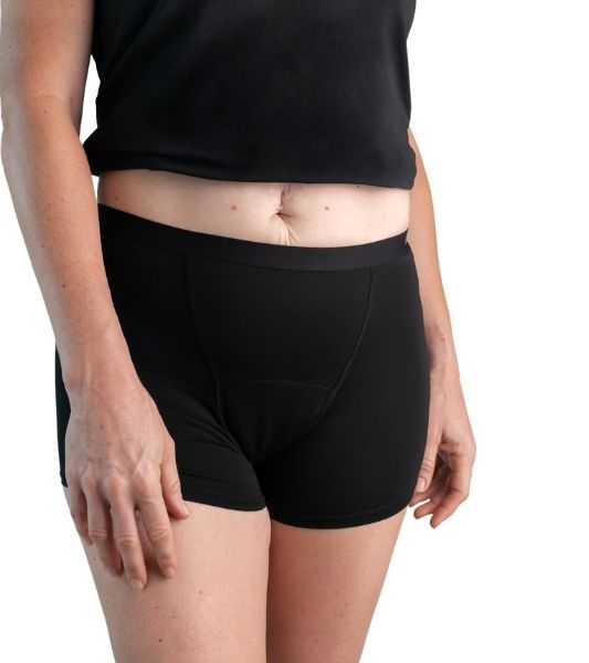Woman wearing Sahara period boyshorts in heavy absorbency - front view