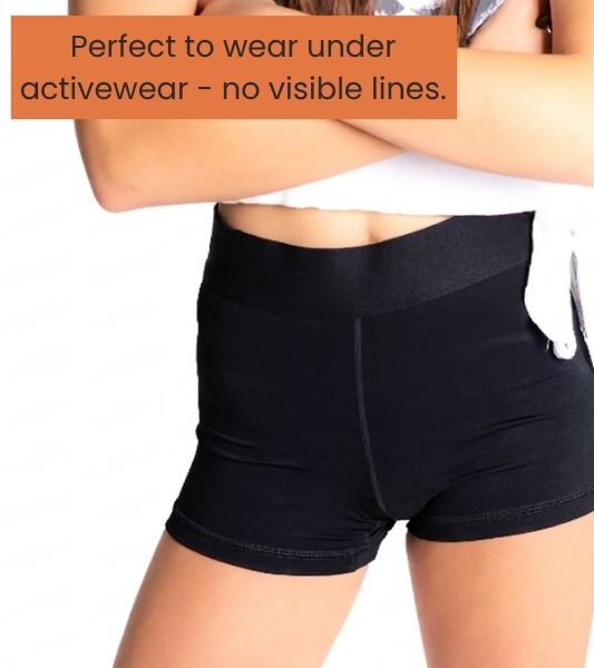 Teen wearing Sahara seamfree period pants under shorts showing no visible lines